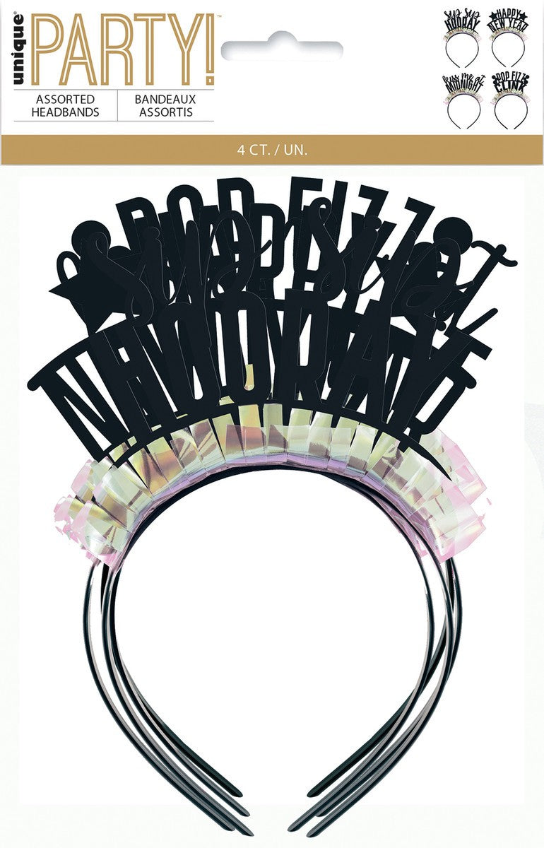 New Years Eve Party Headband 4 Pack Iridescent