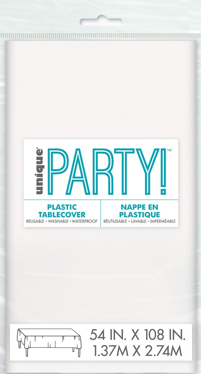 PLASTIC TABLECLOTH 1.37x2.74M - BRIGHT WHITE