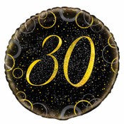 Foil Balloon 45cm Black & Gold 30