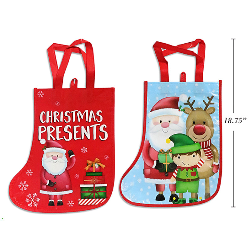 Xmas Non-Woven Stocking Bag 33X28cm 2Asst