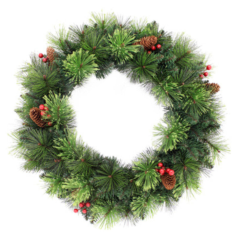 Xmas Wreath 60cm Blooming Pine Mixed Tips Cones & Berries