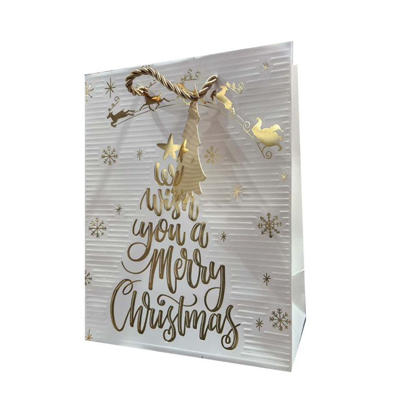 Xmas Gift Bag Embossed Gold Wish Xl:33*45*12.7cm