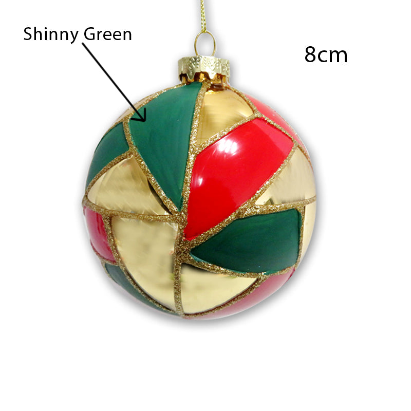 Mosaic Glass Bauble 8cm Shinny