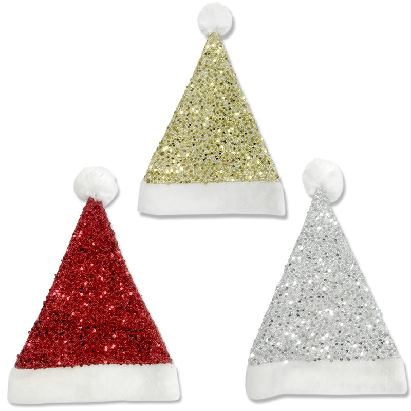 Santa Hat Sequin 30X44cm 3Cols