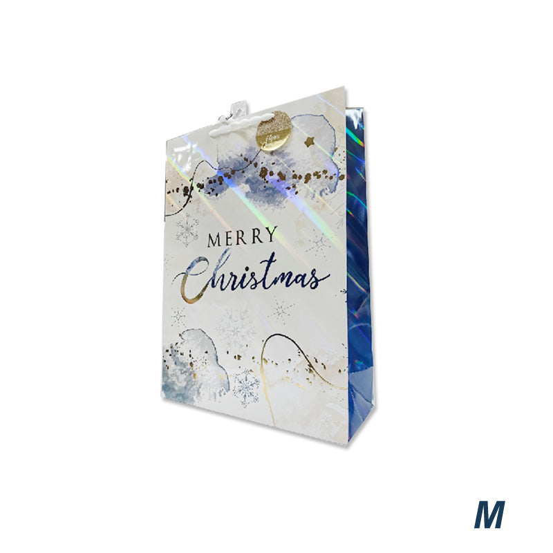 Xmas Gift Bag Laser Merry M 18*23*10cm