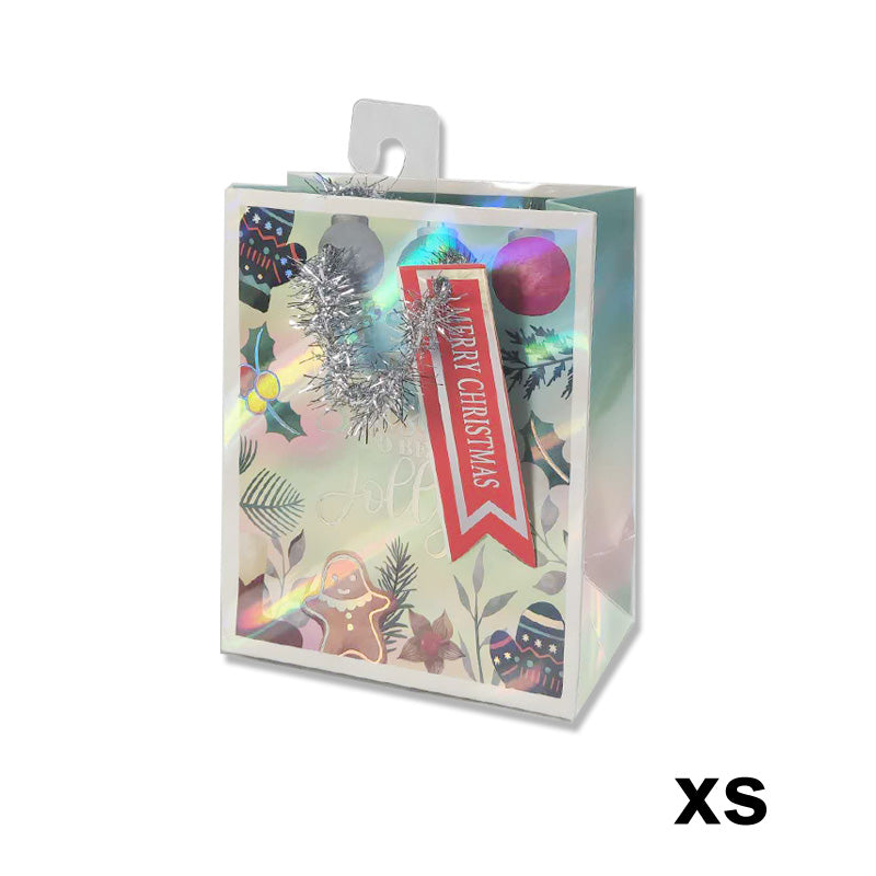 Xmas Gift Bag Laser Jolly Xs 11.1*13.7*6.2cm