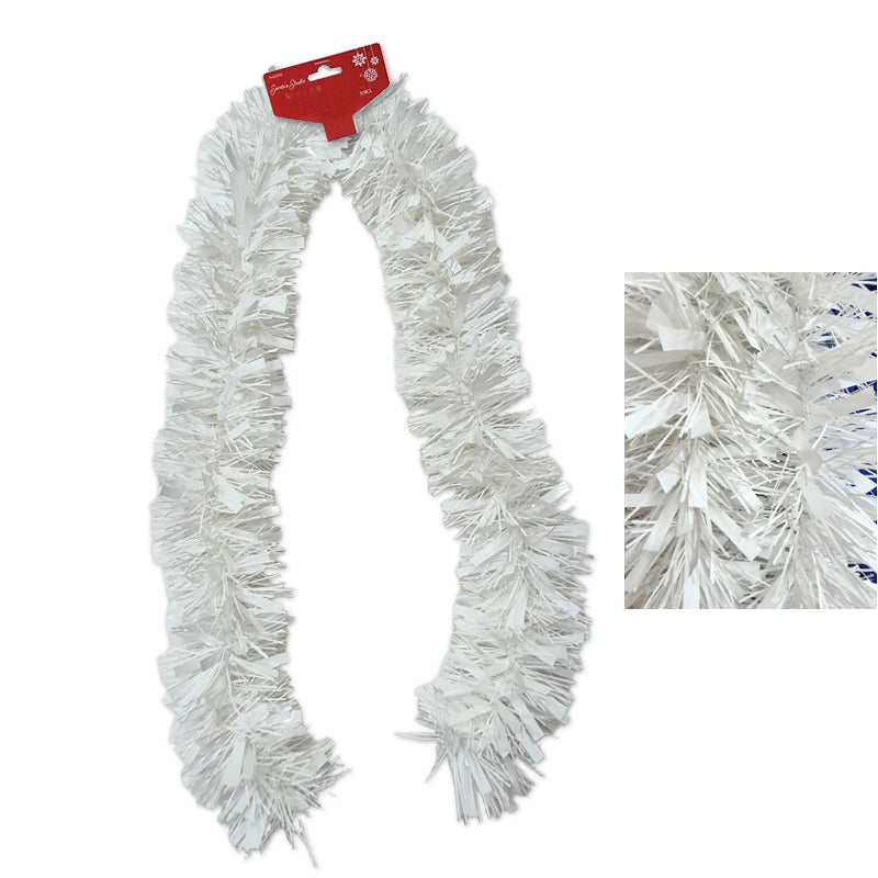 Xmas Tinsel Garland Chunky 15X183cm White