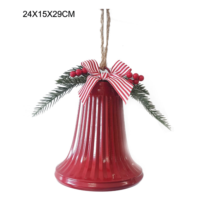 Xmas Bell 15X20cm W/Bow & Pine Leaf Red