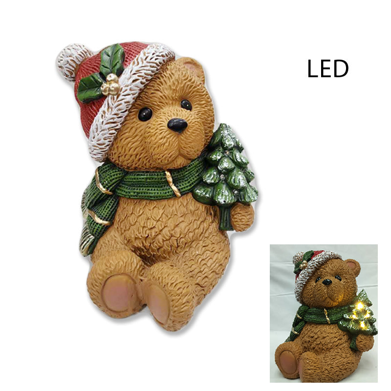 Mgo Xmas Bear 25*27*29cm Sitting+Led