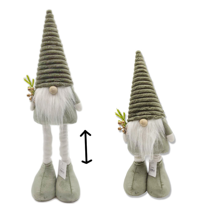 Plush Xmas Green Gnome Retractable 14X9X49cm