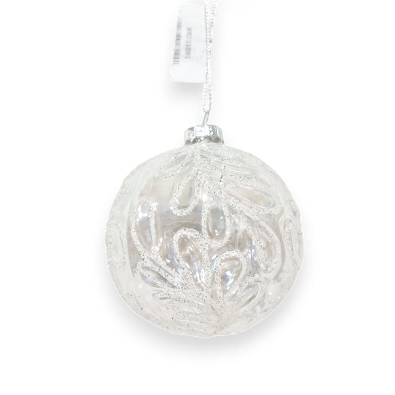 Glass Bauble White 8cm 3