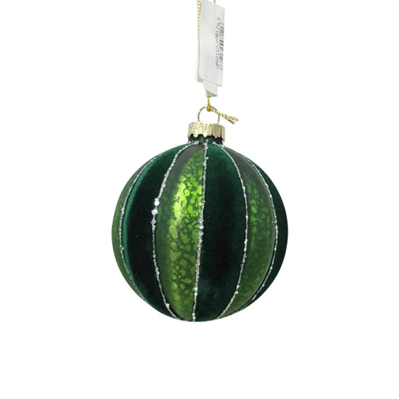 Glass Bauble 2Tone 8cm Green