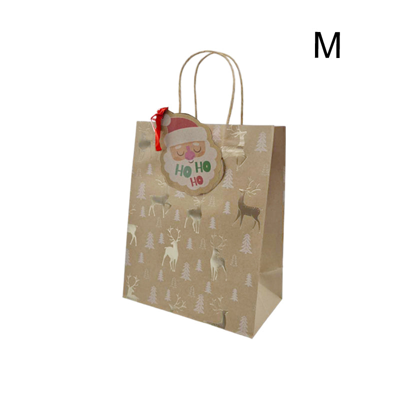 Xmas Gift Bag Kraft Gold Hotstamp M 18*23*10cm