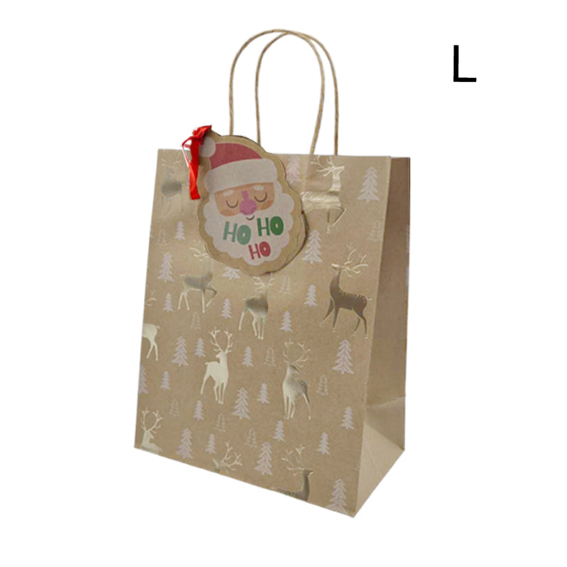 Xmas Gift Bag Kraft Gold Hotstamp L 26*32*10cm