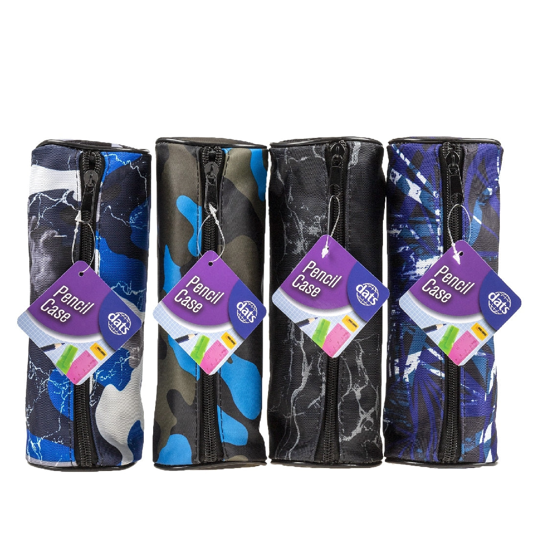 Pencil Case 1 Zip Round Boys 75x75x210mm Asstd