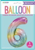 Balloon Giant Number 86cm - Pastel Rainbow #6