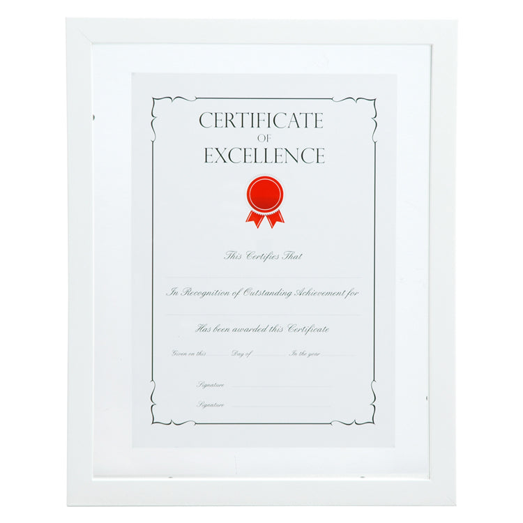 Certificate 11x14 White Floating Frame with A4 Opening