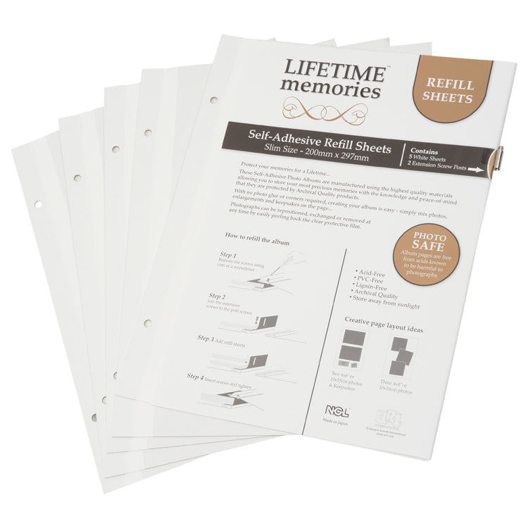 NCL Self Adhesive Refills Slim - 5 Sheets White