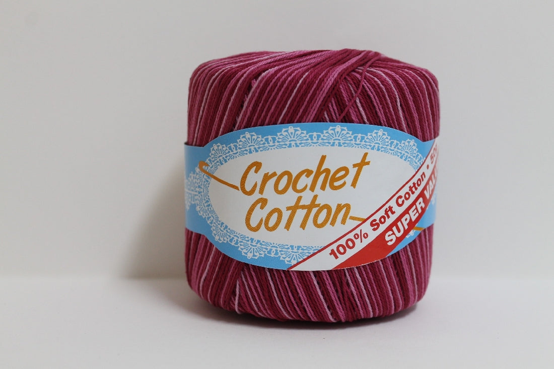 Crochet Cotton Multi 4ply 50g Burgandy