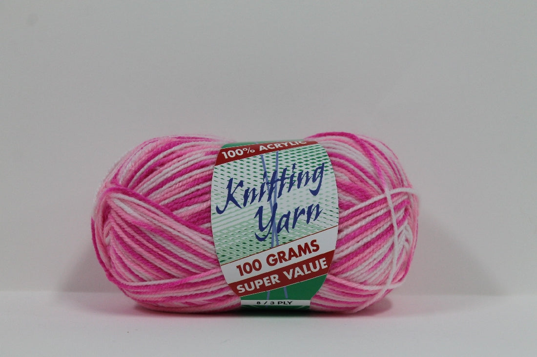 Knitting Yarn Multi 8ply 100g Pink