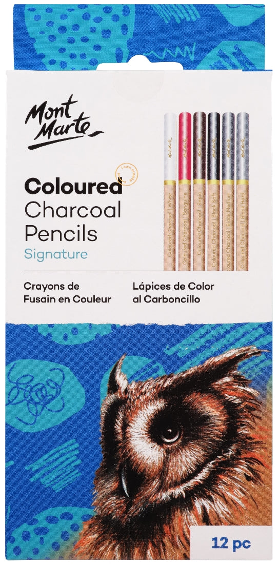 M.M. Coloured Charcoal Pencils 12pc