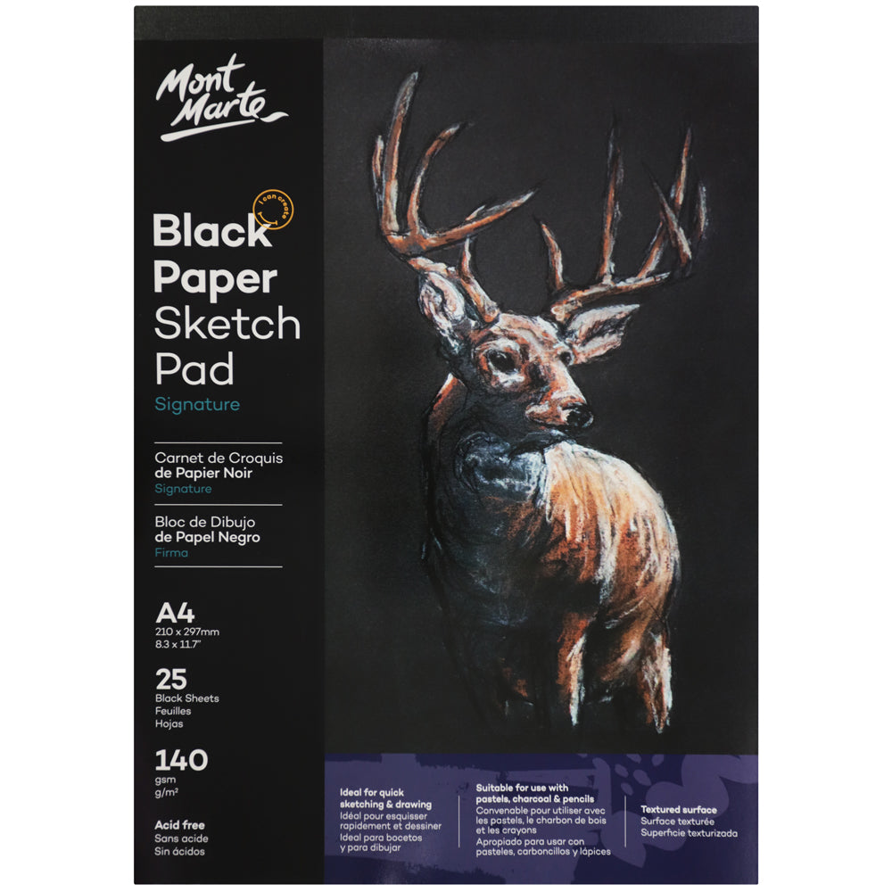 M.M. Black Paper Sketch Pad A3 140gsm 25 Sheets