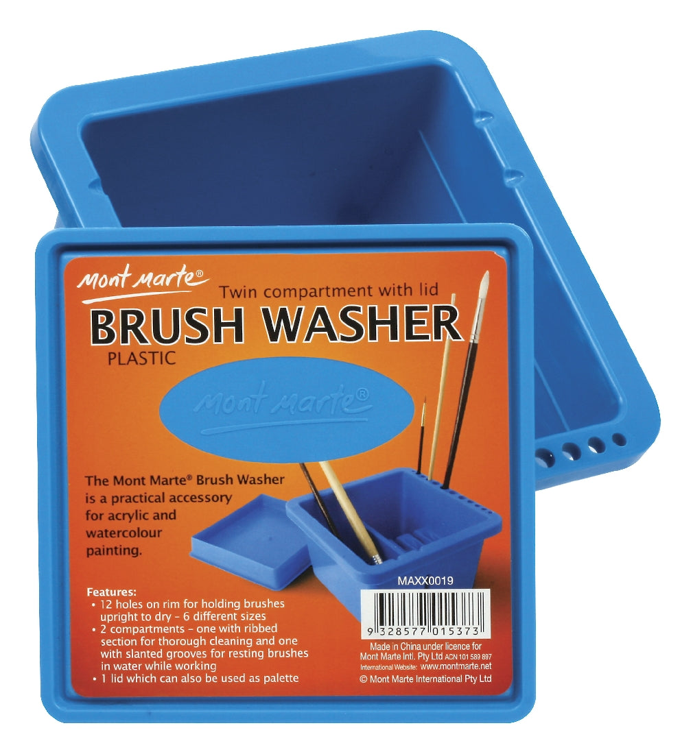 M.M. Plastic Brush Washer Twin Compartment Square