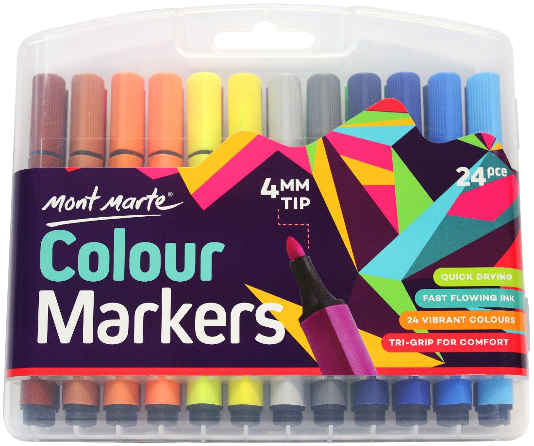 M.M. Watercolour Markers 24pc Tri Grip in Case