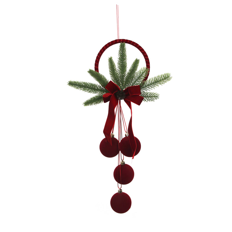 14X51cm Flocked Burgundy Hanging Balls