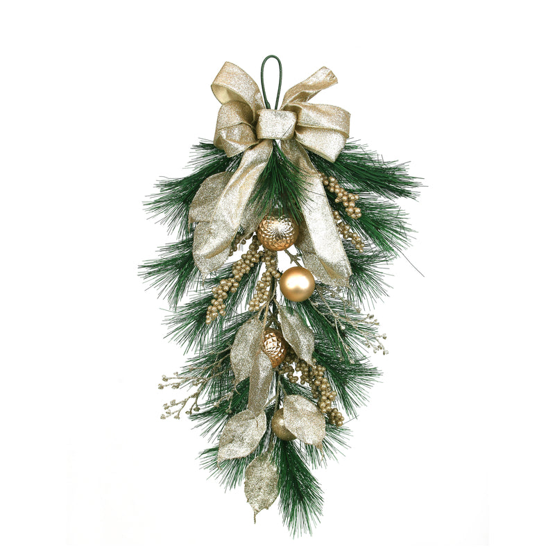 60cm Christmas Drop W/Champagne Floral Details