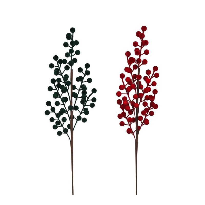 2A 60cm Flocked Berry Picks