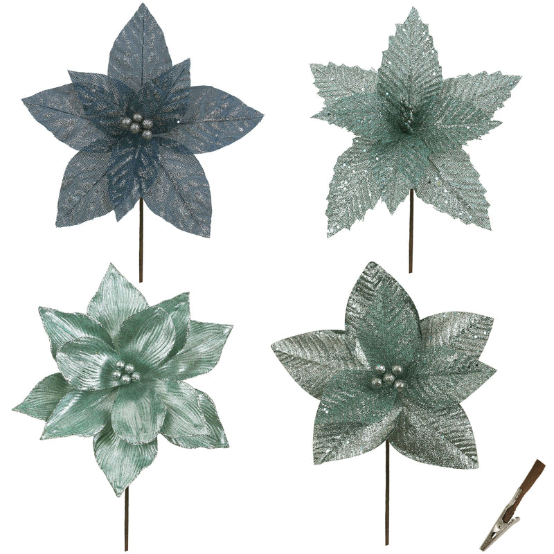 4A Sparkle Season Silver Poinsettias 30-28cm