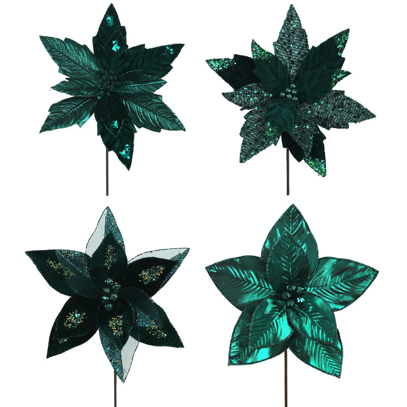 4A Mulled & Merry Emerald Green Poinsettias 33-25cm