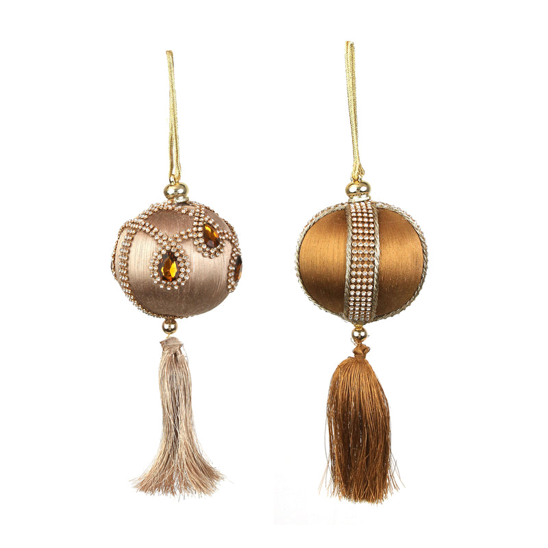 2A 8cm Ball W/Tassel Copper & Gold