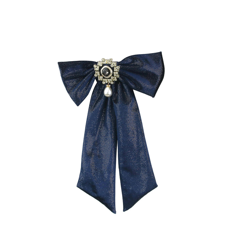 17X27cm Navy Bow W/Jewelled Centre
