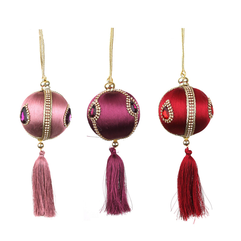 3A 8cm Balls W/Tassel Rose Pink Plum Purple Cherry Red