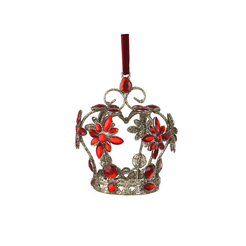 9X11cm Red Jewelled Crown W/Champagne Glitter