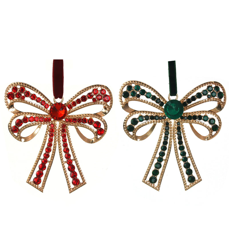 2A Crystal Bow Decos Red & Emerald