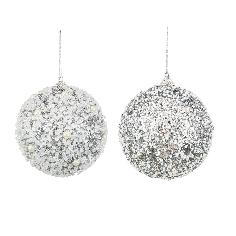 2A 10cm Silver Beaded Balls