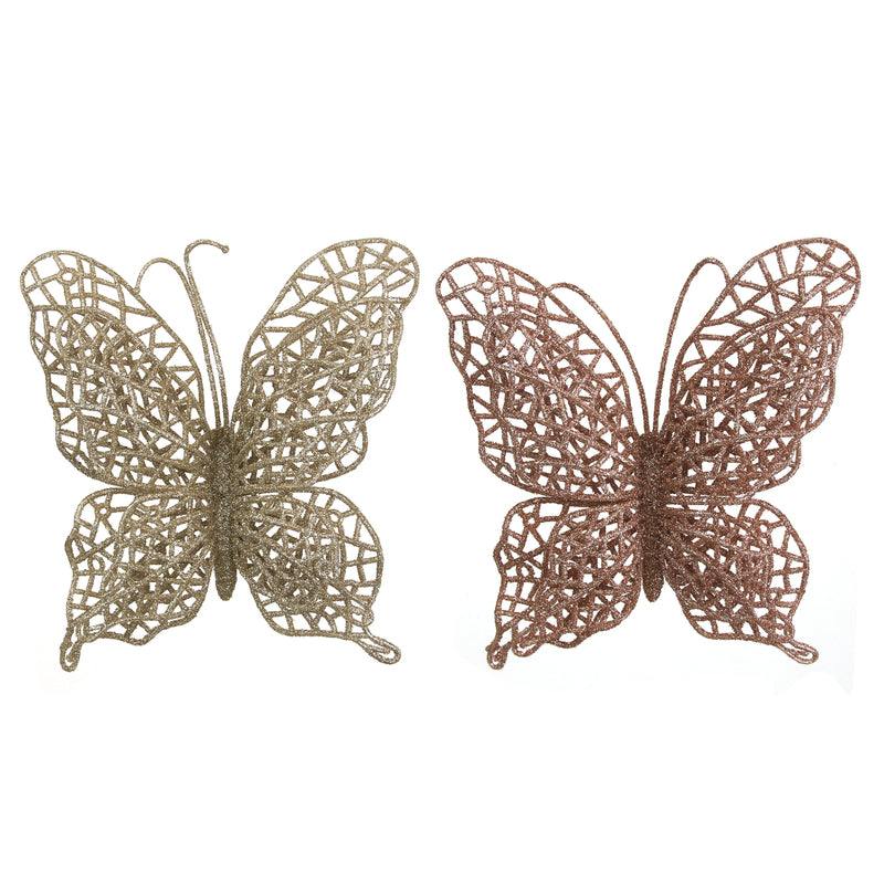 2A 15X17cm Glitter Butterfly Champagne & Rose Gold