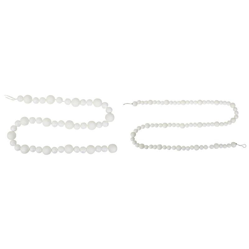 2A 140cm Glitter Ball Garland White & Silver
