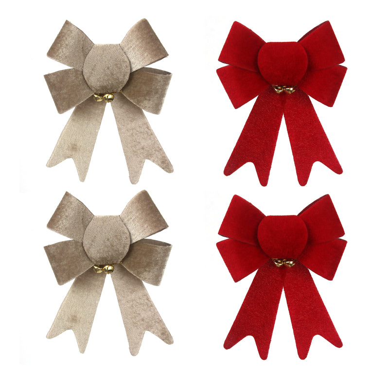 2A 2Pk 13X17cm Red & Champagne Velvet Bows