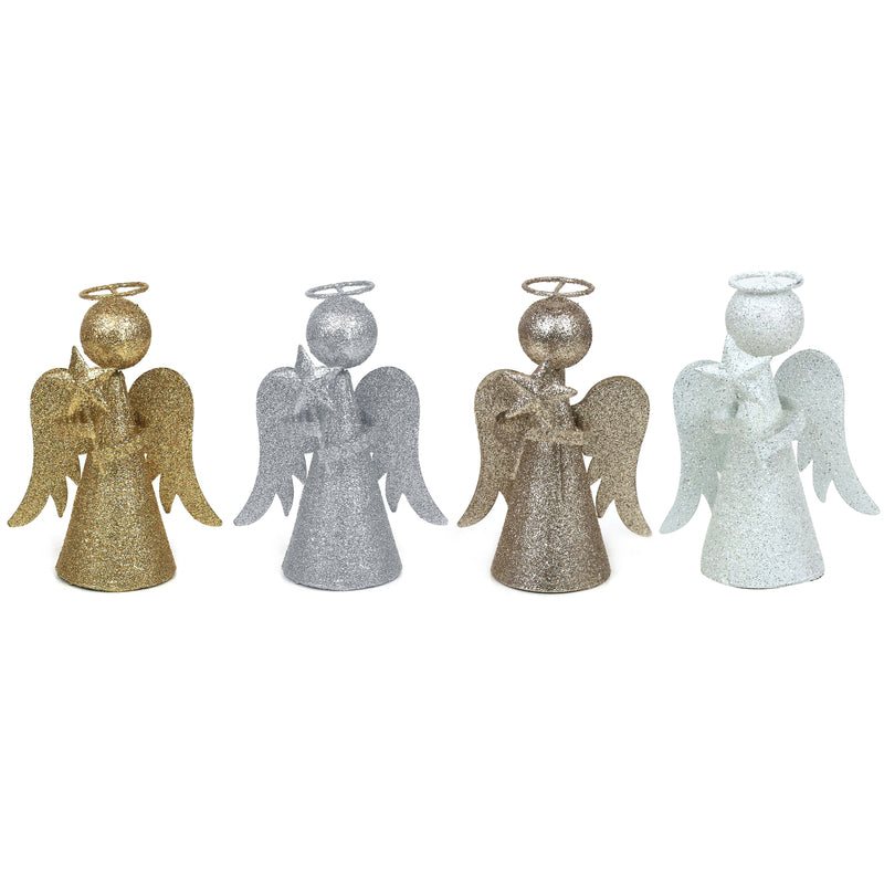 4A 16cm Glitter Finish Angels White Silver Gold Champagne