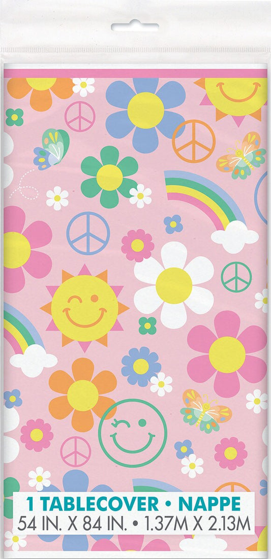 Groovy Birthday Printed Tablecover 137cm x 213cm (54" x 84")