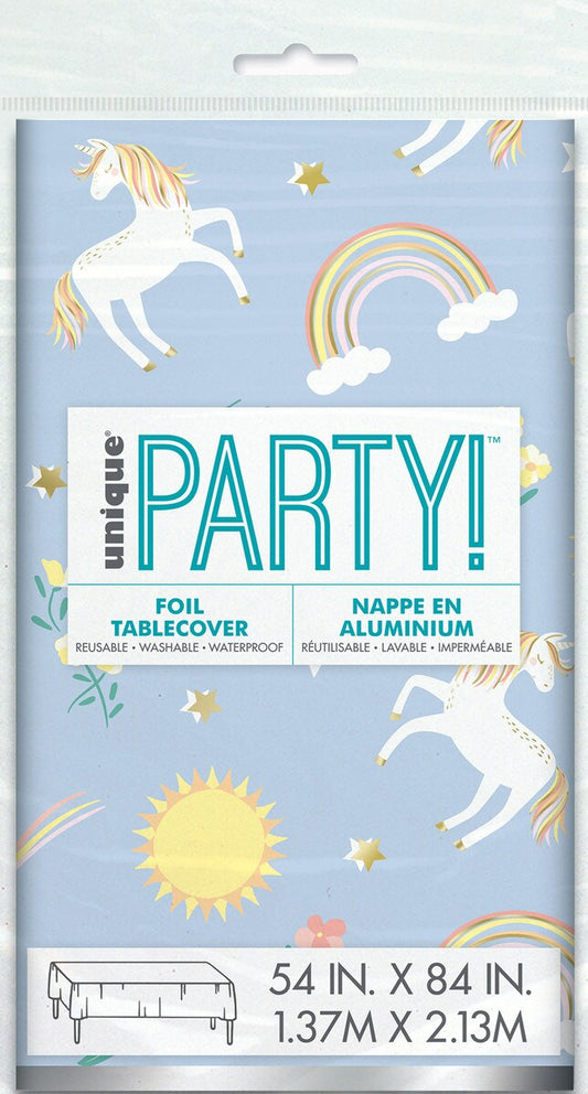 Dainty Unicorn Printed Foil Tablecover 137cm x 213cm (54" x 84")