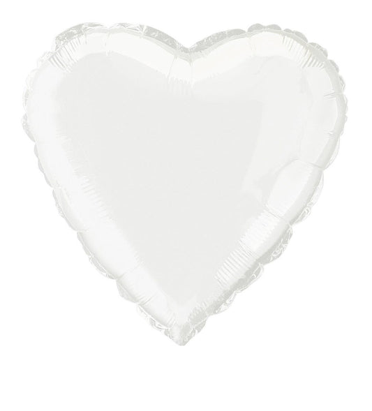 White Heart 45cm (18") Foil Balloon