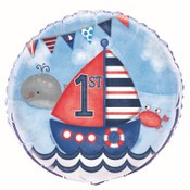 Foil Balloon 45cm Round Nautical 1st B'day