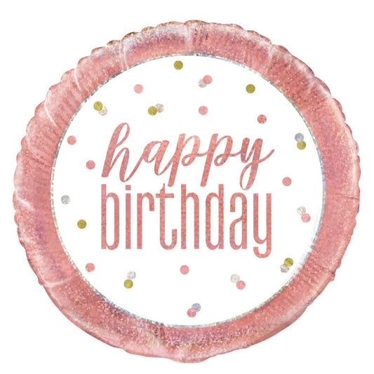Rose Gold "Happy Birthday" 45cm (18") Foil Prismatic Balloon 