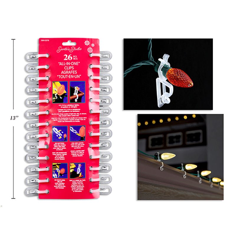 Xmas Hooks - 26Pkall-In-One Clips