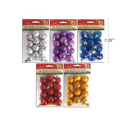 Xmas Baubles 12Pk 3cm 5Ast Cols